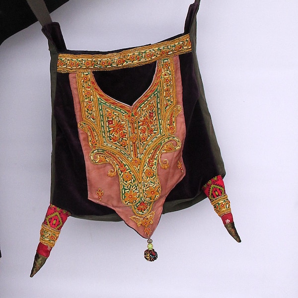 Fantasy very boho ethnic embroidered and beaded India sari hippie bag recycled ethnic hippie boho