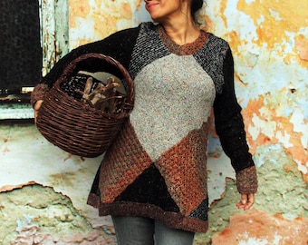 M-L Cottage style blend up cycled  pure wool sweater  folk chic style