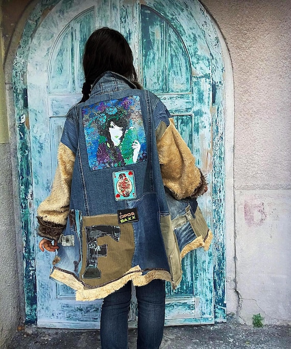 Fashion Street Patchwork Embroidered Sequins Outerwear Fashion Street Patchwork Embroidered Sequins Outerwear