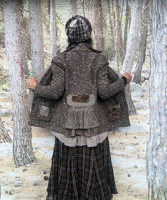 Giacca S-M Earth colors riciclata e riciclata shabby chic hippie