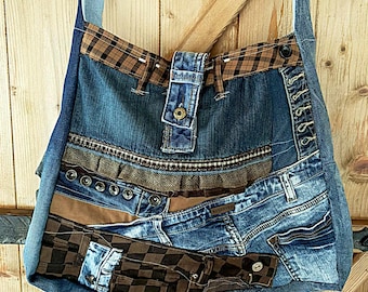 Crazy fantasy denim  recycled hippie bag  hippie boho bohemian style