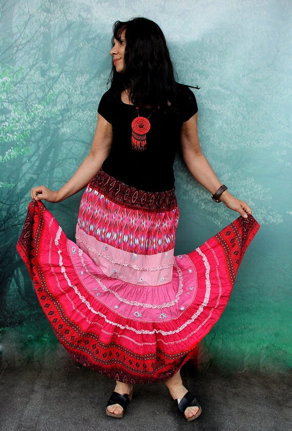 Embroidered folk skirt cheap