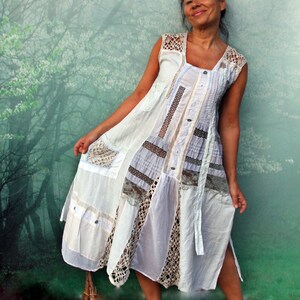 M L Boho Patchwork Shabby Chic Summer Tunic Top Festival T-shirt Dress
