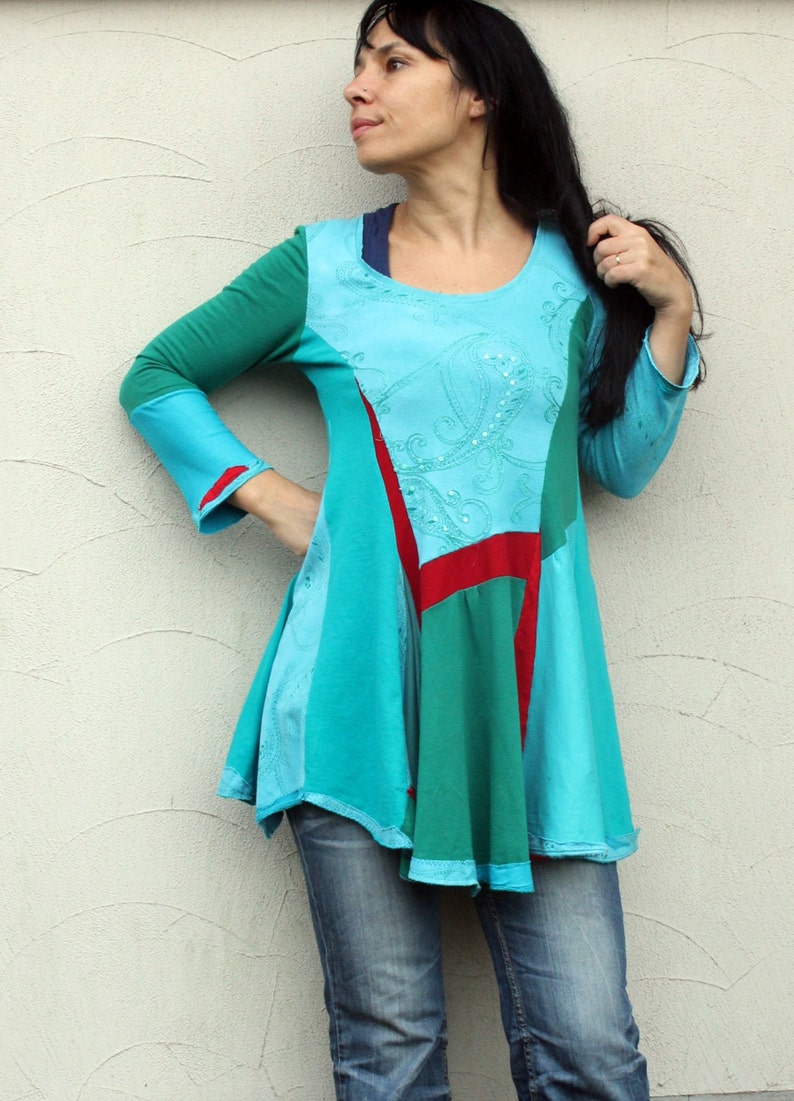 Fantasy patchwork recycled dress tunic hippie boho gypsy | Etsy