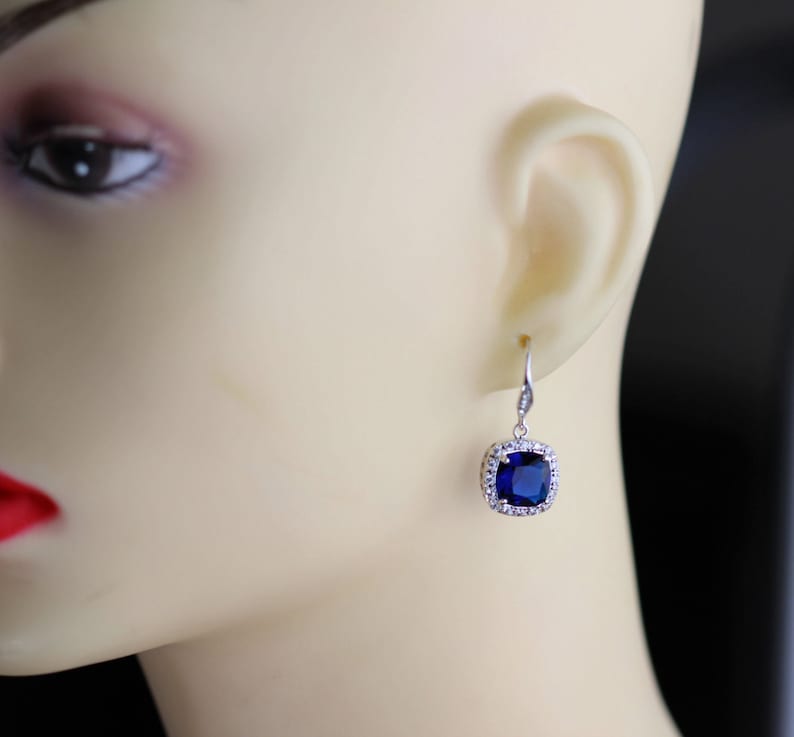 sapphire blue bridal jewelry set earring necklace set blue jewelry set wedding jewelry image 3