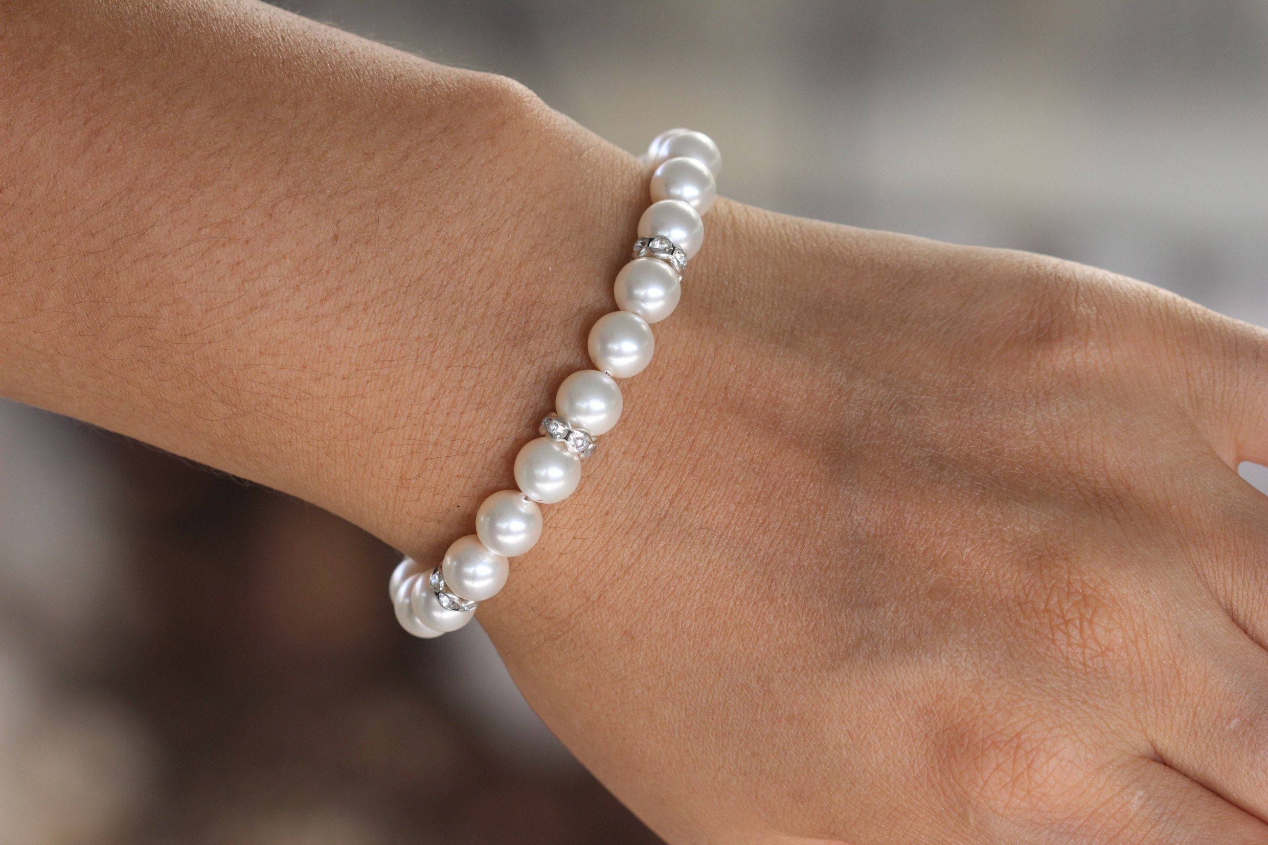 14mm Pearl Bracelet, Big Pearl Bracelets, Pearls Elastic Bracelet, Ivory Pearl Beaded Bracelet, Statement Bracelet, Bridesmaid Gift