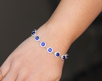 bridal sapphire blue bracelet  blue wedding bracelet  bridal jewelry bridesmaid bracelet