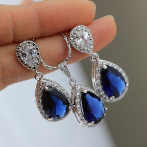 sapphire jewelry bridal blue jewelry set wedding blue jewelry set sapphire jewelry set image 2