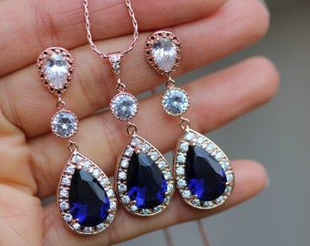 blue jewelry set sapphire blue jewelry bridal blue jewelry blue wedding jewelry blue earring necklace set bridesmaid blue jewelry