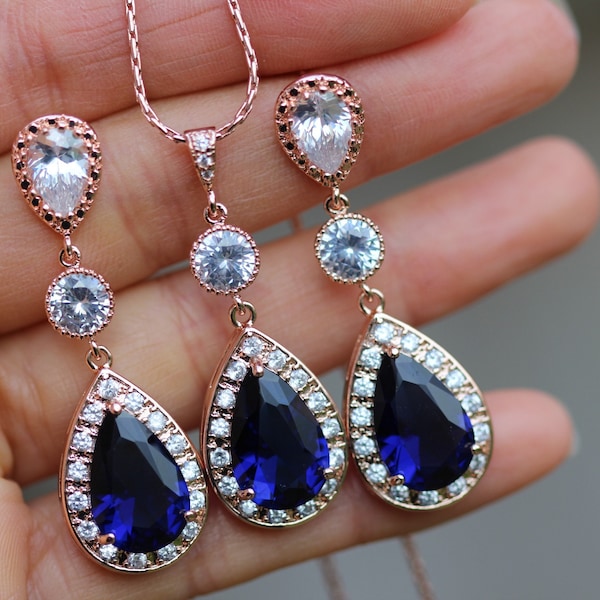 blue jewelry set sapphire blue jewelry bridal blue jewelry blue wedding jewelry blue earring necklace set bridesmaid blue jewelry