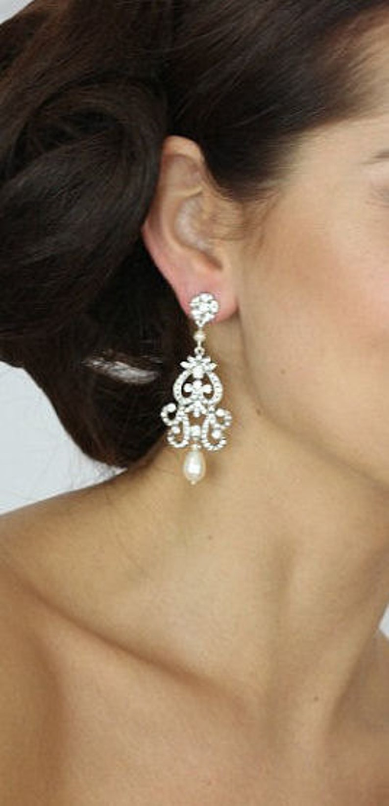 Crystal Bridal Earrings Wedding Earrings Long Bridal Jewelry Etsy