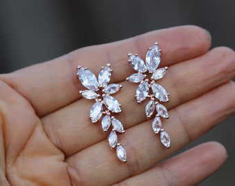 Crystal Cluster Earrings rose gold earring bridal earring wedding jewelry bridal jewelry