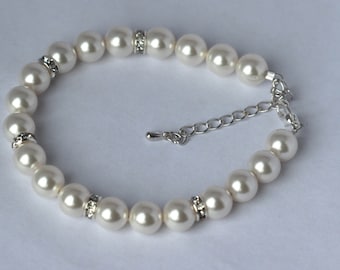 Swarovski Pearl Wedding Bracelet ,ivory  pearl bridal bracelet , cream bridesmaid bracelet