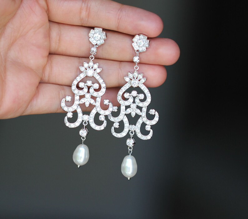 Crystal Bridal Earrings Wedding Earrings Long Bridal Jewelry Etsy
