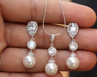 pearl jewelry set wedding jewelry bridal set bridal jewelry