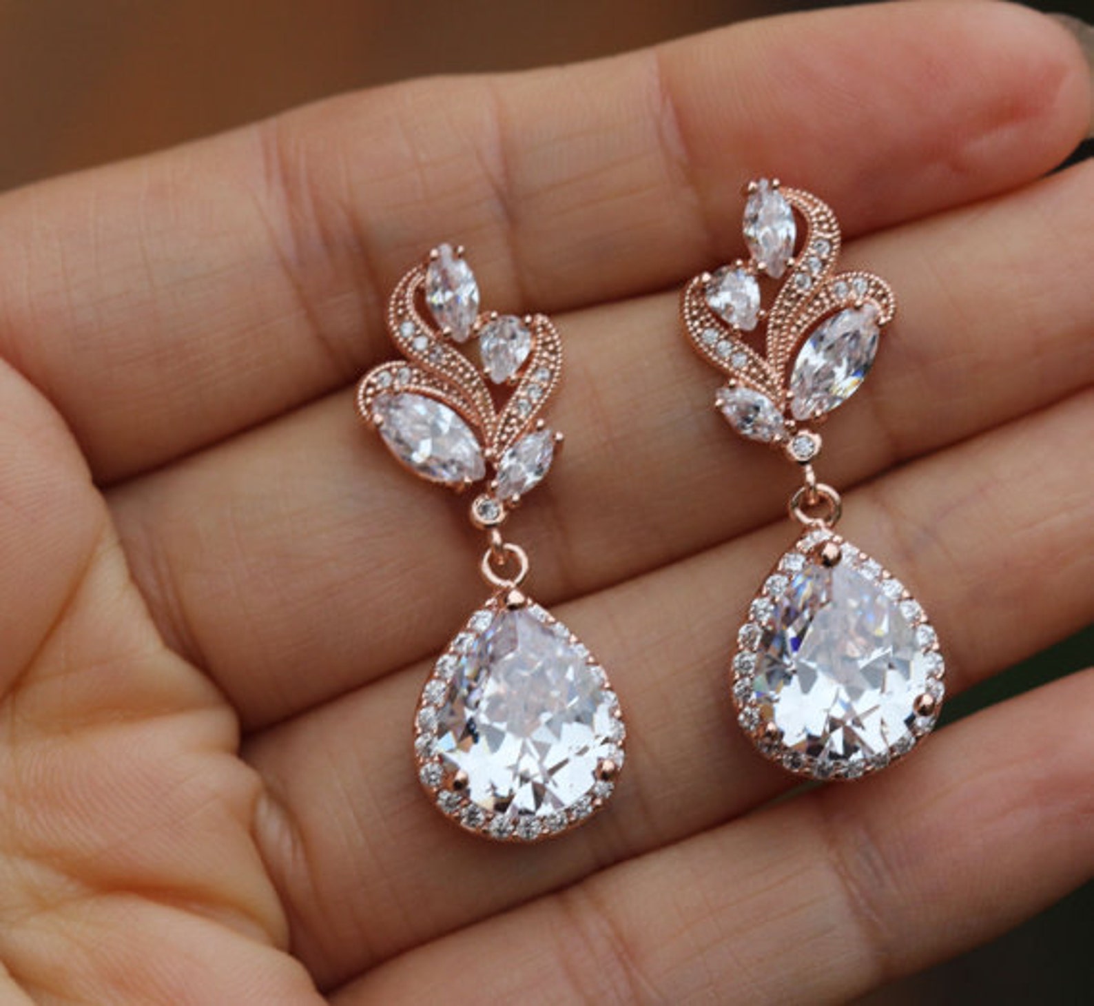 Rose Gold Jewelry Set Bridal Jewelry Set Wedding Jewelry Set Etsy