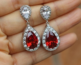 garnet red jewelry set red earring and bracelet bridal jewelry wedding jewelry garnet jewelry