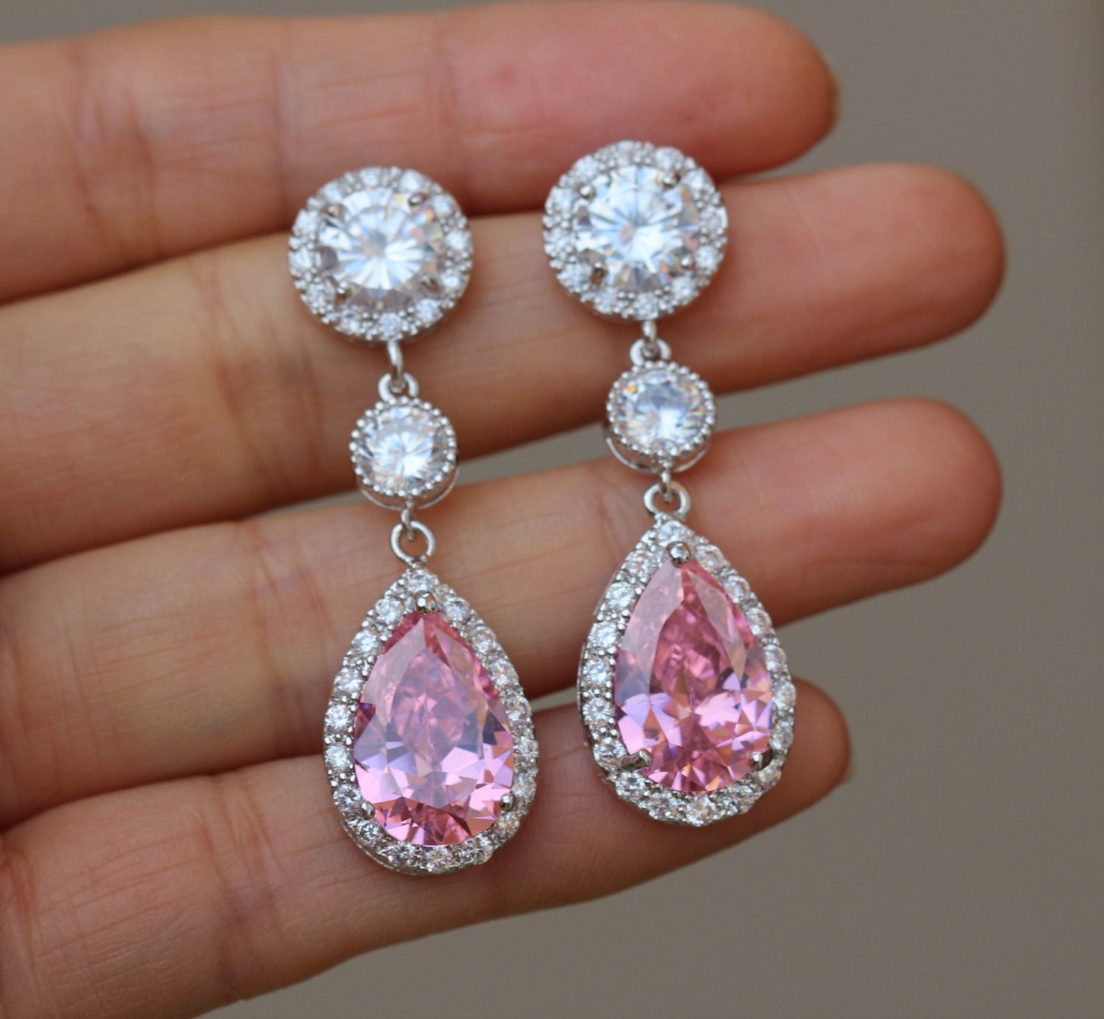 Formal Earrings Pink Long main image 0