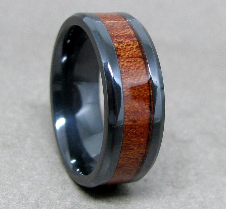 Ice Finish Beveled Edge with African Sapele Mahogany Wood Sleeve/Inner Ring - 8mm main image 0