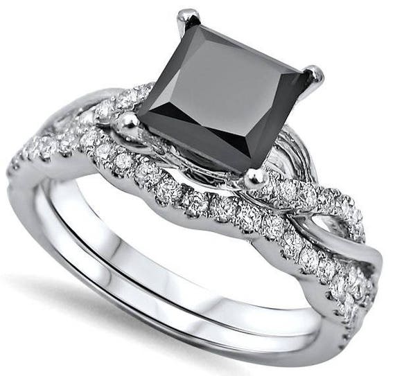 Certified 5.15Ct Princess Cut Diamond 14k White Gold Engagement & Wedding Ring 