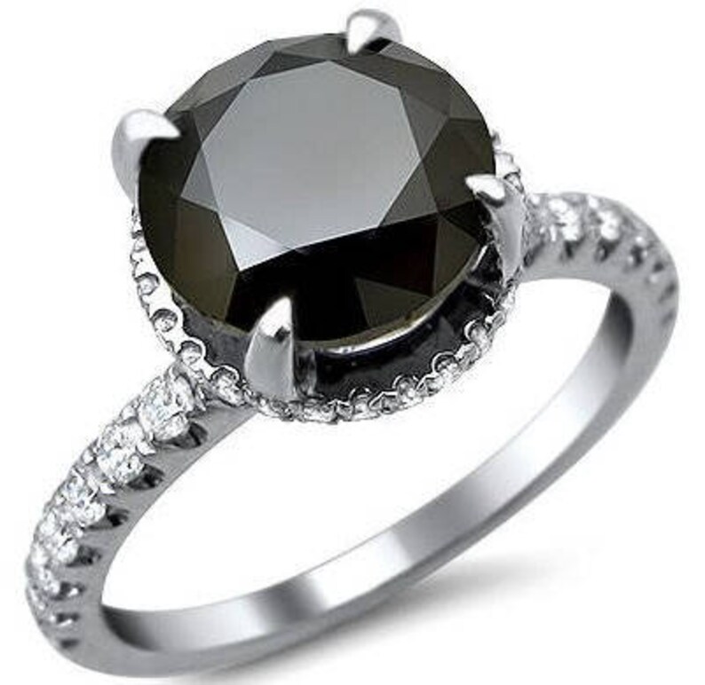 Carrie Style Black Round Diamond 3.25ct Total Weight - Etsy