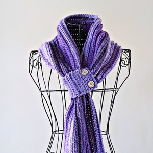 Crochet Buttoned Scarf Pattern: Dovolená Cowl Neck warmer  ENGLISH (PDF Download)