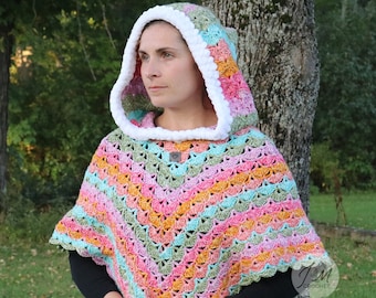 Crochet Shells Poncho Pattern: 4 Sizes + Tutorial (PDF ENGLISH Download)