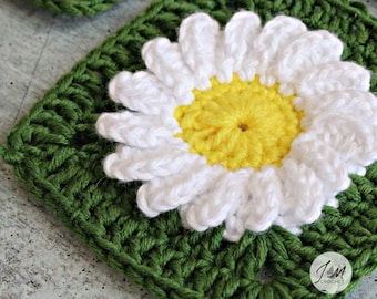 Easy Crochet Daisy Motif and Square Pattern, Crochet Pattern PDF, Flower Decorations, Flower Granny Square