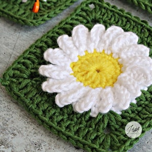 Einfaches Häkelmuster für Daisy Flower Squares (PDF) ENGLISCH