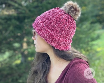 Velveteen Beanie Crochet Pattern, 13 SIZES! Bulky (5) Hat, Ribbed Hat, Beginner Friendly Hat Pattern (Plus Tutorial)