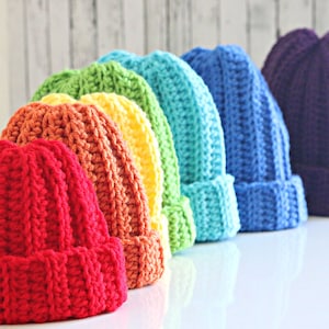 Easiest Crochet Ribbed Hat Pattern: Worsted Weight, Infant to Adult ENGLISH (PDF)