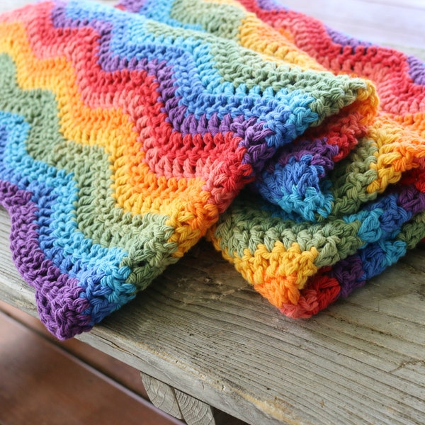 Rainbow Ripple Crochet Blanket Pattern (PDF Pattern) ENGLISH ONLY