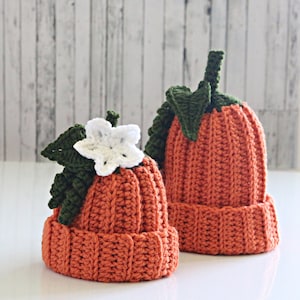 Crochet Flowered Pumpkin Hat Pattern: Baby to Adult Sizes ENGLISH (PDF)