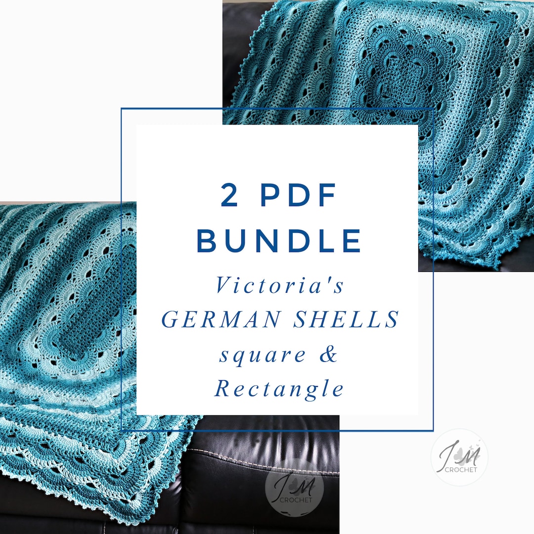 2 CROCHET PATTERN BUNDLE Rectangle Crochet Shells of One-color Blanket ...
