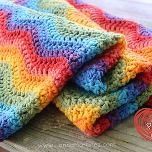 Crochet Pattern Rainbow Ripples Blanket, PDF pattern, Permission To Sell, Ripple stitch blanket pattern, Rainbow baby blanket image 5