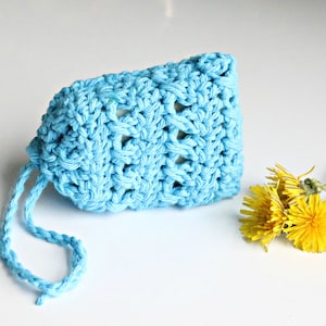 MOTIF au crochet, modèle ultra facile pour économiseur de savon, modèle de sac à cordes, petit sac en filet, sac au crochet réutilisable, anglais uniquement, marché