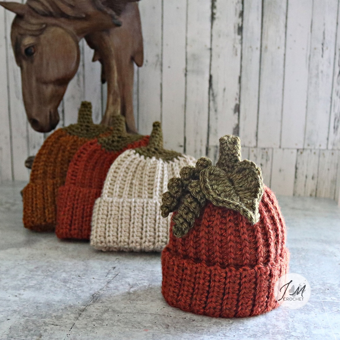 Pumpkin Season Beanie Hat Pattern, PDF, Preemie Baby to Adult