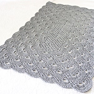 Patrón de manta de crochet con conchas alemanas: Punto Virus, tres tamaños (INGLÉS) (PDF)