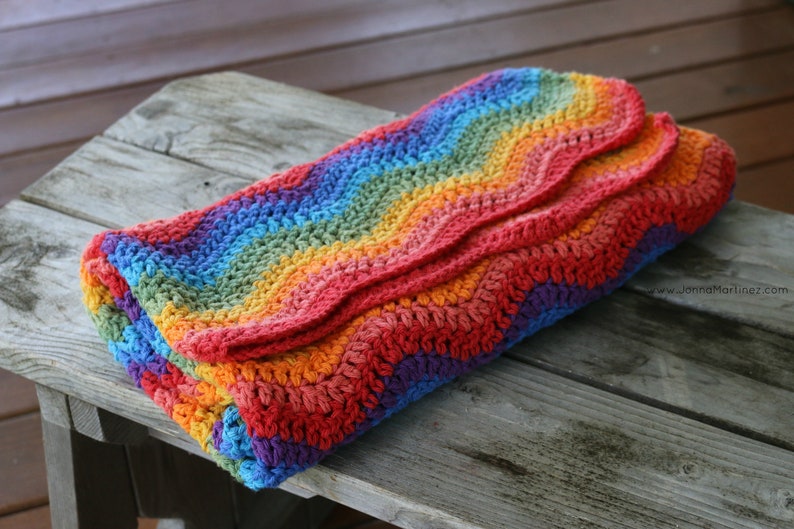 Crochet Pattern Rainbow Ripples Blanket, PDF pattern, Permission To Sell, Ripple stitch blanket pattern, Rainbow baby blanket image 3