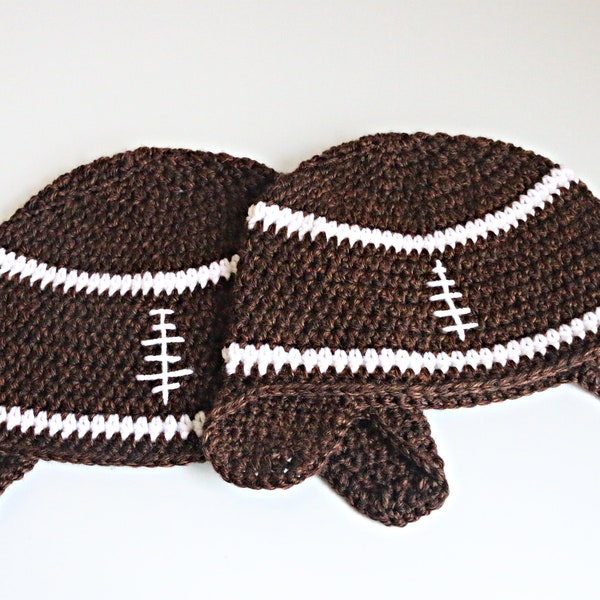 Crochet Earflap Football Hat Pattern, PDF, Baby to Adult sizes, Hat