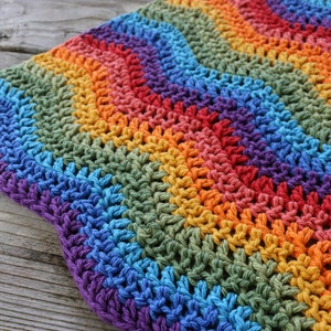 Crochet Pattern Rainbow Ripples Blanket, PDF pattern, Permission To Sell, Ripple stitch blanket pattern, Rainbow baby blanket image 2