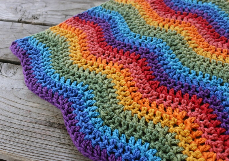 Crochet Pattern Rainbow Ripples Blanket, PDF pattern, Permission To Sell, Ripple stitch blanket pattern, Rainbow baby blanket image 2