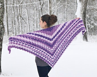 Crochet Shells Shawl Pattern: One-Color Design ENGLISH (PDF Pattern)