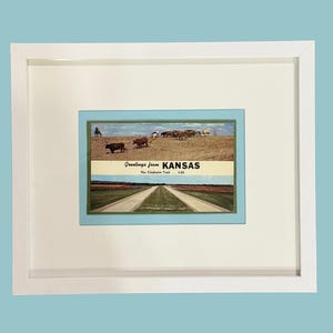 Cartão postal vintage emoldurado 8x10 "Saudações do Kansas"