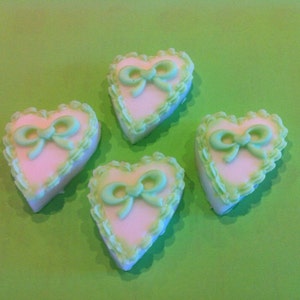 4 Little Glycerine Hearts with Bow image 1