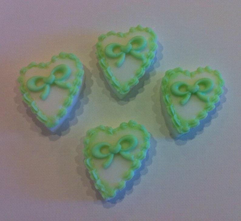 4 Little Glycerine Hearts with Bow image 2