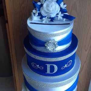 Wedding card box secured box locking card box royal blue card box wedding card holder card box white card box bling card box