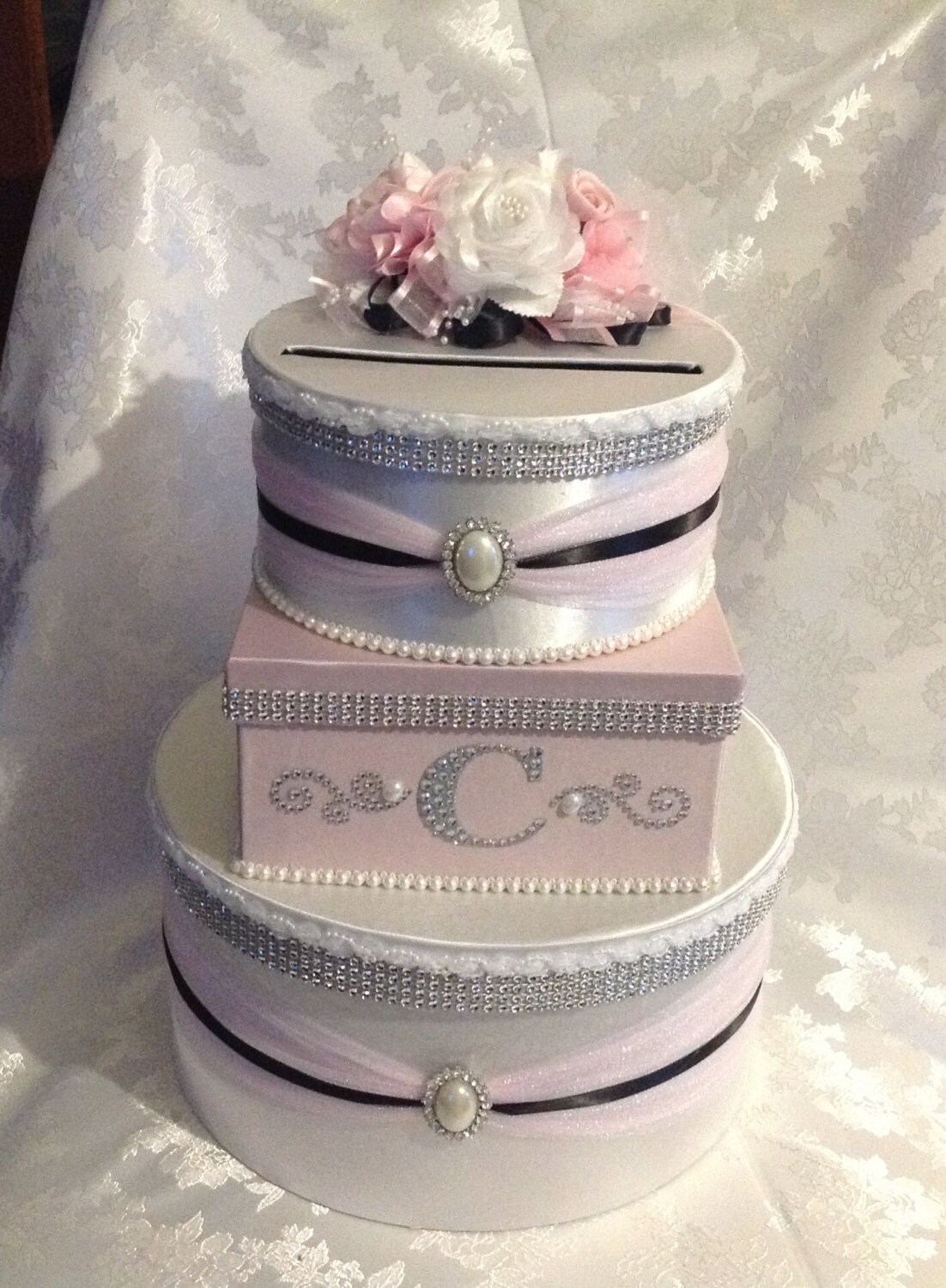 Wedding card box money holder card box pink card box white Etsy