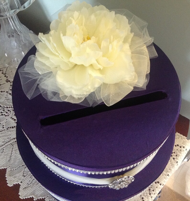 Wedding card box secure card box locking card box purple Etsy