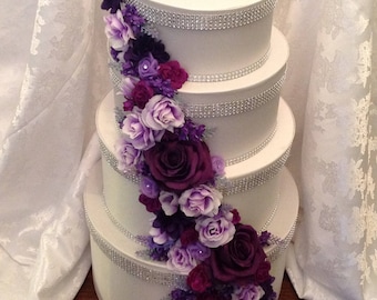 Purple Floral Wedding Card Box, Locking Card Holder